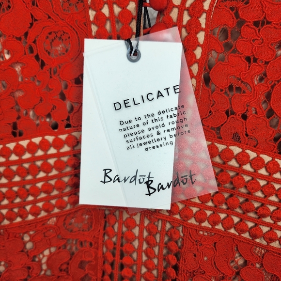 Bardot Morgan Womens Size 6 (Small) NWT Flame Orange Lace Dress - Picture 5 of 6